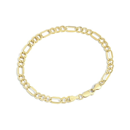 Jewelry Atelier Gold Filled Chain Bracelet Collection - 14K Solid Yellow Gold Filled Figaro Chain Bracelets for Women and Men with Different Sizes (4.7mm)