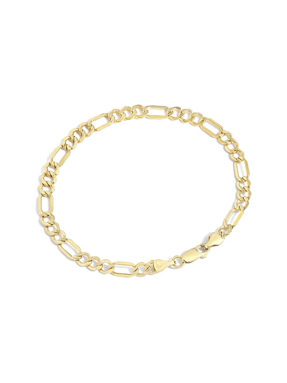 Gold Filled Chain Bracelet Collection - 14K Solid Yellow Gold Filled Figaro Chain Bracelets for Women and Men with Different Sizes (4.7mm)