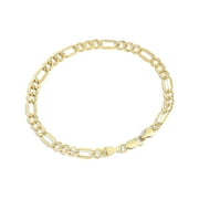 JEWELRY ATELIER Gold Filled Chain Bracelet Collection - 14K Solid Yellow Gold Filled Figaro Chain Bracelets for Women and Men with Different Sizes (5.6mm)