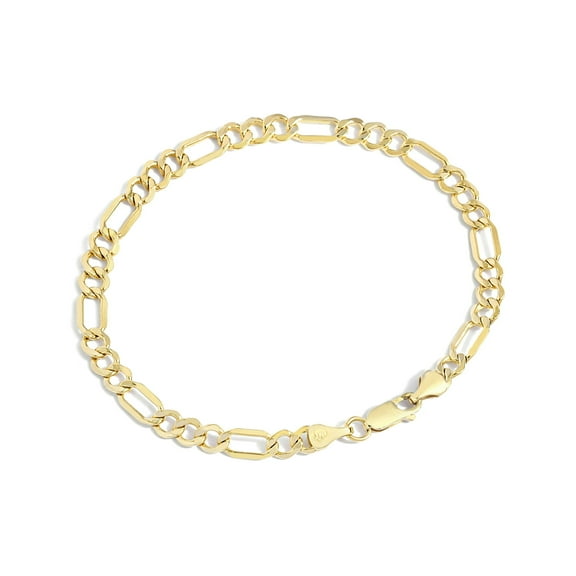 Jewelry Atelier Gold Filled Chain Bracelet Collection - 14K Solid Yellow Gold Filled Figaro Chain Bracelets for Women and Men with Different Sizes (5.6mm)