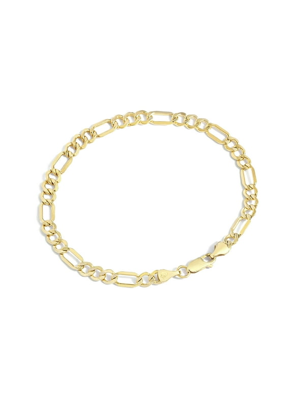 Gold Filled Chain Bracelet Collection - 14K Solid Yellow Gold Filled Figaro Chain Bracelets for Women and Men with Different Sizes (5.6mm)