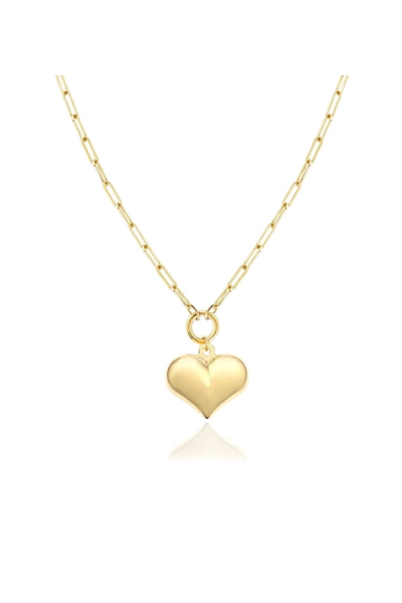 Gold Filled Heart Necklaces 14K Yellow Gold Filled Hearth Pendant with Solid Clip Chain for Women (Different Sizes and Styles with Extension/Adjustable Chain)
