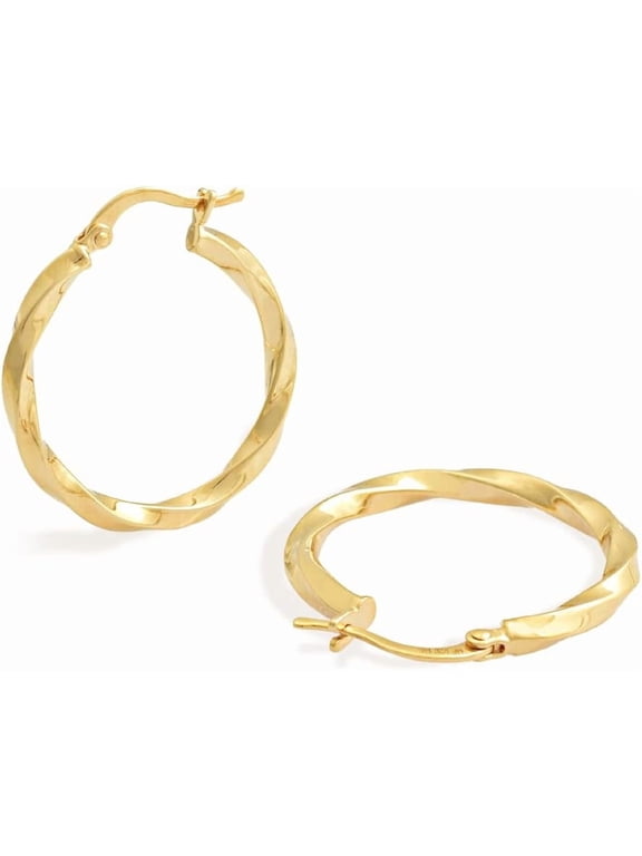 Jewelry Atelier Gold Filled Twisted Hoop Earrings Collection - 14K Solid Yellow Gold Filled Stylish Earrings for Women with Different Occasions & Styles