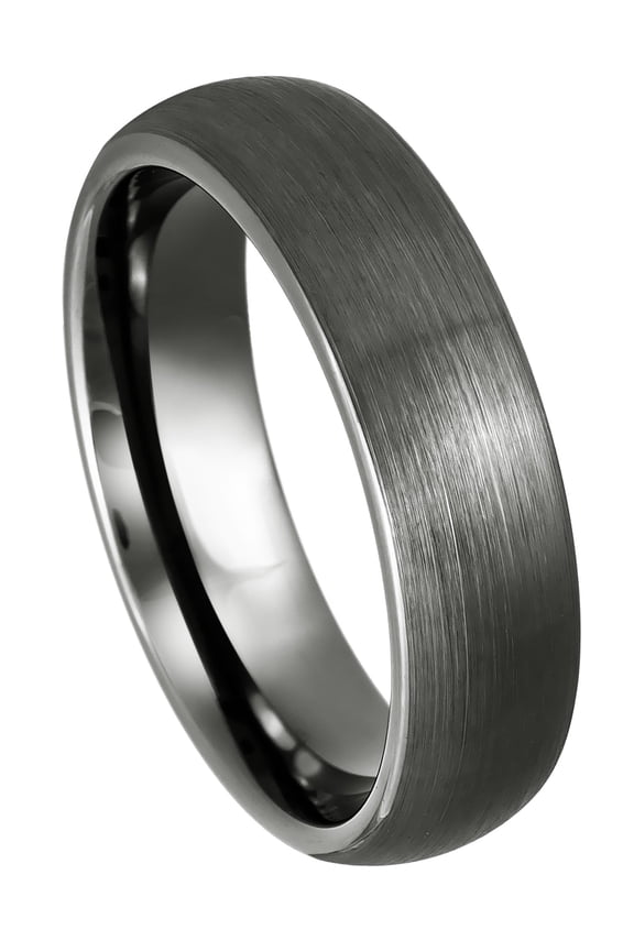 Dome Gun Metal 6mm Brushed Center Wedding Band Comfort Fit - Womens Tungsten Carbide Ring - #996s7
