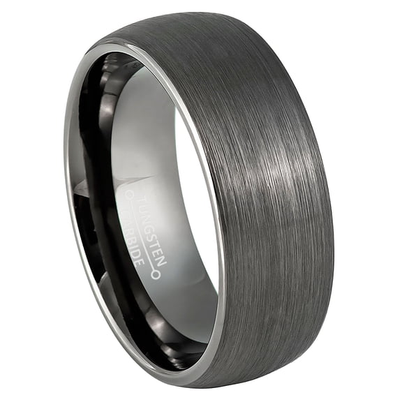 Jewelry Avalanche 8mm Gunmetal Dome Tungsten Carbide Ring, Brushed Metallic Gray Mens Wedding Band