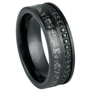 JEWELRY AVALANCHE Eternity Wedding Band, Black Tungsten Ring, Mens Anniversary Ring, Promise Band, Size 10 TN1163