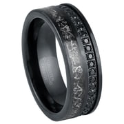 Jewelry Avalanche Eternity Wedding Band, Black Tungsten Ring, Mens Anniversary Ring, Promise Band, Size 8 TN1163