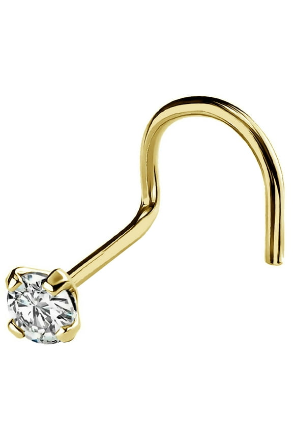 Nose Screw Stud Diamond 14Kt Yellow Gold 22G Nose Screw, 0.28", NSYG_WD-2.5MM