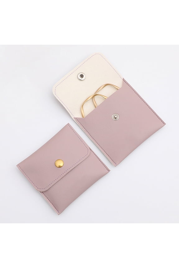 Jewelry Bag Slim Waterproof Portable Multifunctional Faux Leather Wedding Engagement Ring Bracelet Pouch Home Supplies-C