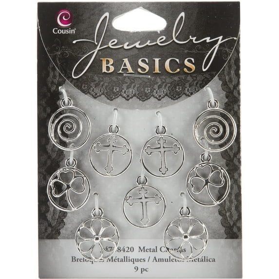 Jewelry Basics Metal Charms, 9/Pkg