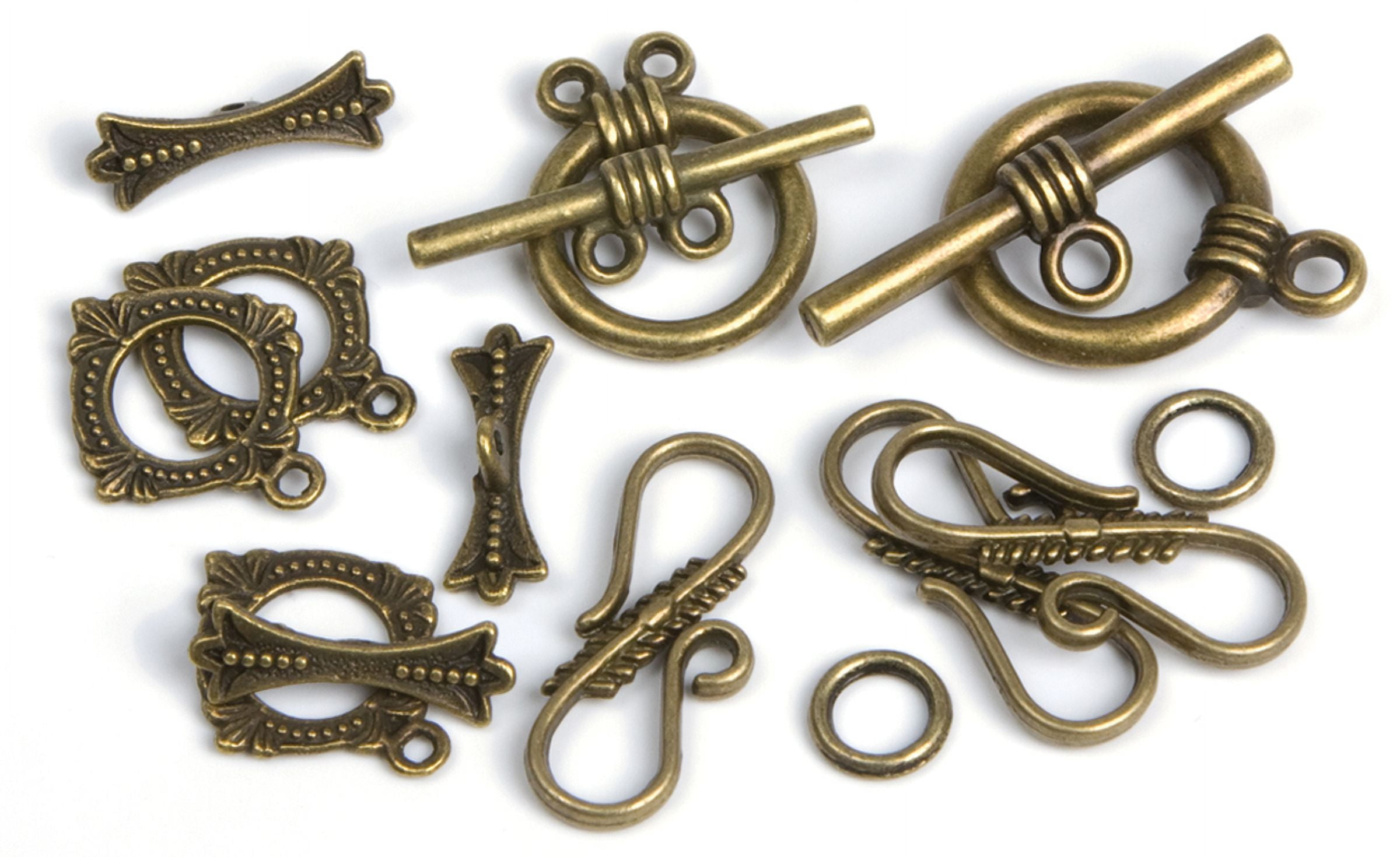 Jewelry Basics Metal Findings 8 Sets/PkgAntique Gold Closure Pack, Pk