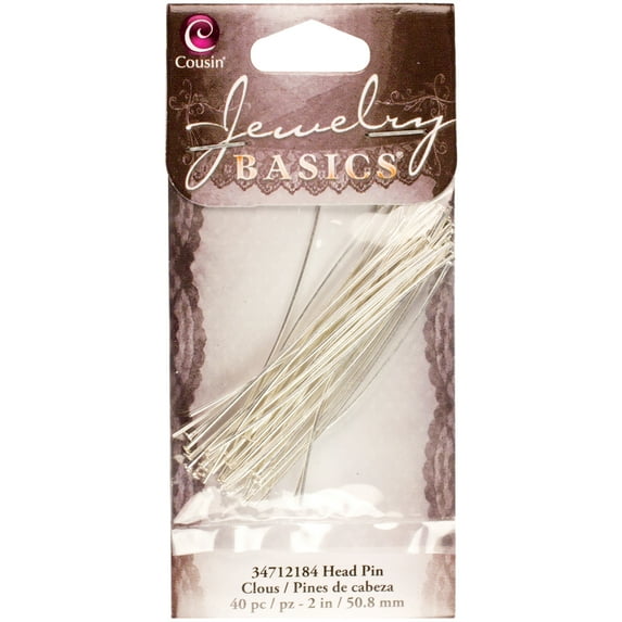 Jewelry Basics Metal Findings-Bright Silver Head Pins 40/Pkg
