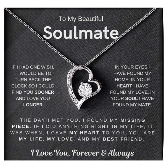 Jewelry To My Beautiful Soulmate, You Are My Missing Piece ,Forever Love Necklace, To My Wife, Soulmate, Wife, Meaningful Melt Her Heart For Wife, Wife Necklace, #1646, White Forever Love Necklace