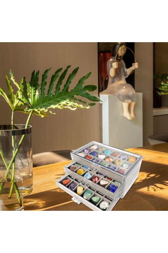 Jewelry Box with Acrylic Lid, 3-Layer Jewelry Organizer, 3 Drawers for Big and Small Jewelry, Jewelry Organizer for Women, Jewelry Storage, Christmas Gift, Clearance