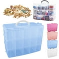thumbnail image 1 of Jewelry Box Cozival Jewellery Storage Organizer Box - 30-Compartment Plastic Craft Beads Case, Portable Tool Box with Secure Clasps, Clear & Durable for Travel, Craft Organizer, Blue, 1 of 9