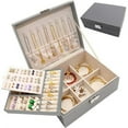 thumbnail image 1 of Jewelry Box Elegant and Refined Travel for Rings Necklaces Earrings Mrmosy Simple Jewelry Organizer Storage for Women Gray, 1 of 9