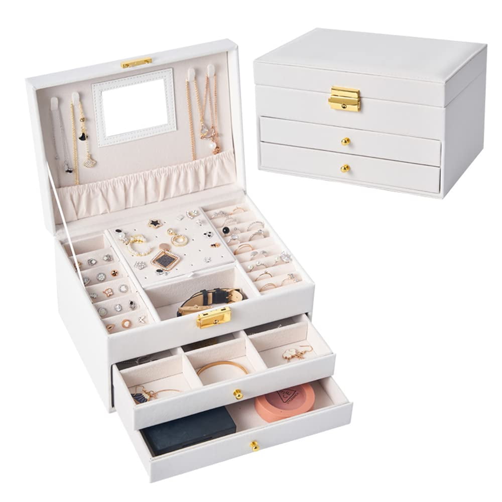 Jewelry Box, Jewelry Organizer Box For Women, 3 Layer Portable Travel 