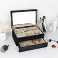 thumbnail image 1 of Jewelry Box Jewrlry Organizer, Wooden Jewelry Boxes for Women Jewelry Box for Girls, Gift Jewelry Box with Drawer and Mirror -Black, 1 of 1
