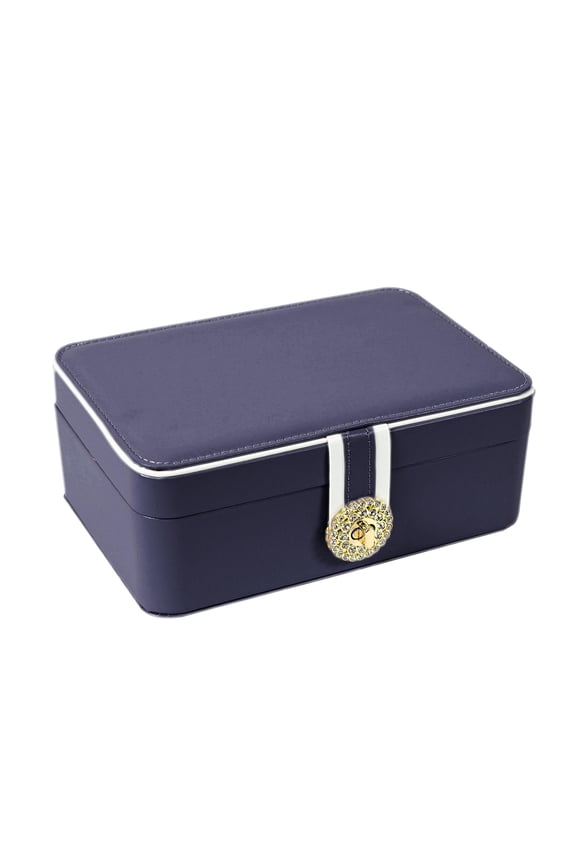 Jewelry Box Portable Gift Jewelry Storage Holder for Rings Pendant Bracelets Dark Blue