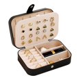 thumbnail image 1 of Jewelry Box Portable Travel Case Double Layer PU Leather Jewelry Organizer for Rings Earrings Necklaces and Bracelets 6x5x2 Inch Black, 1 of 6