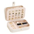 thumbnail image 1 of Jewelry Box Portable Travel Case Double Layer PU Leather Jewelry Organizer for Rings Earrings Necklaces and Bracelets 6x5x2 Inch White, 1 of 6