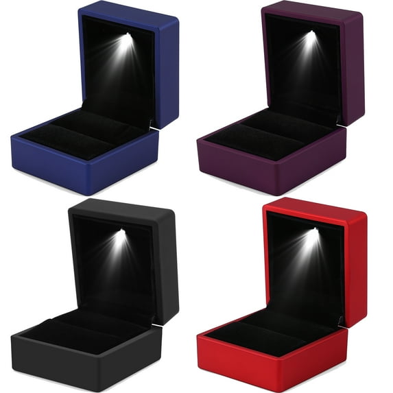 Jewelry Box, Ring Box, Fashionable Luxury Led Lighted Ring Gift Box Serves An Excellent Gift Box for Special Like Engagements or Valentine Day and Create A Romantic, Blue