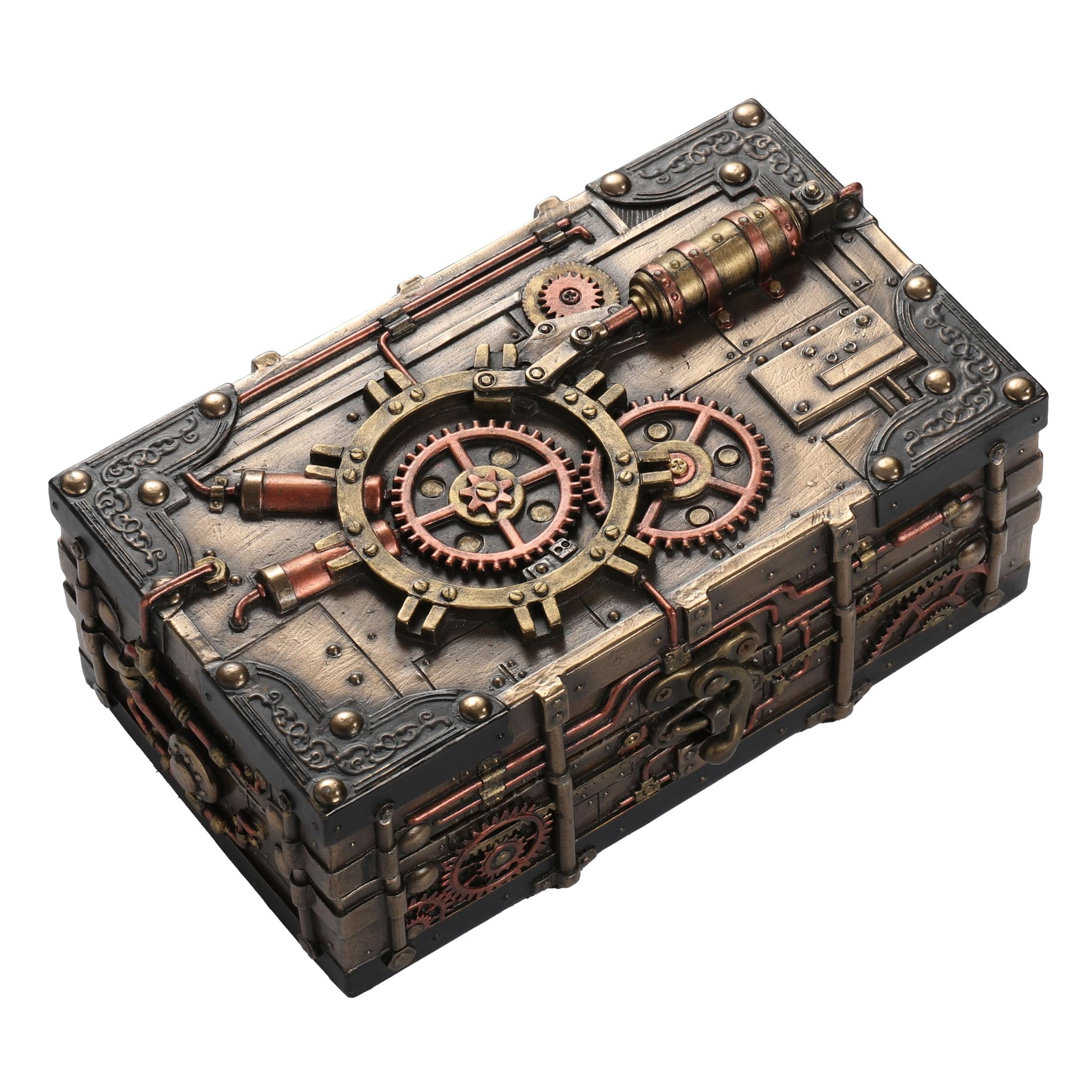 Victorian Steampunk Bronze Metal Locking Jewelry Box