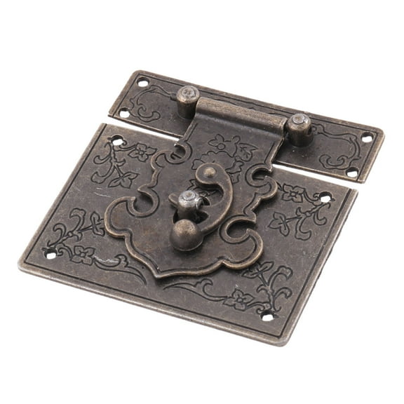 Jewelry Box Vintage Style Swing Clasp Hasp Latch Bronze Tone 84mm x 83mm Set