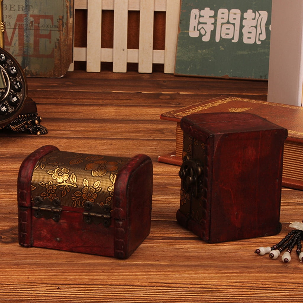 Jewelry Box Vintage Wood Handmade Box With Mini Metal Lock For Storing