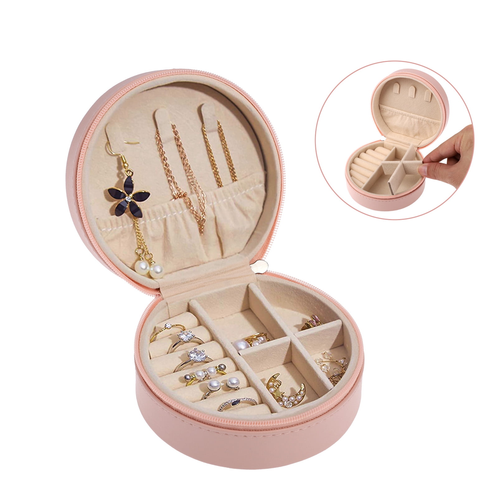 Jewelry Box, EEEkit Women Portable Travel Jewelry Organizer Box Makeup Cosmetic Case Storage Bag for Necklace Chain Bracelet Watch Earring Mirror