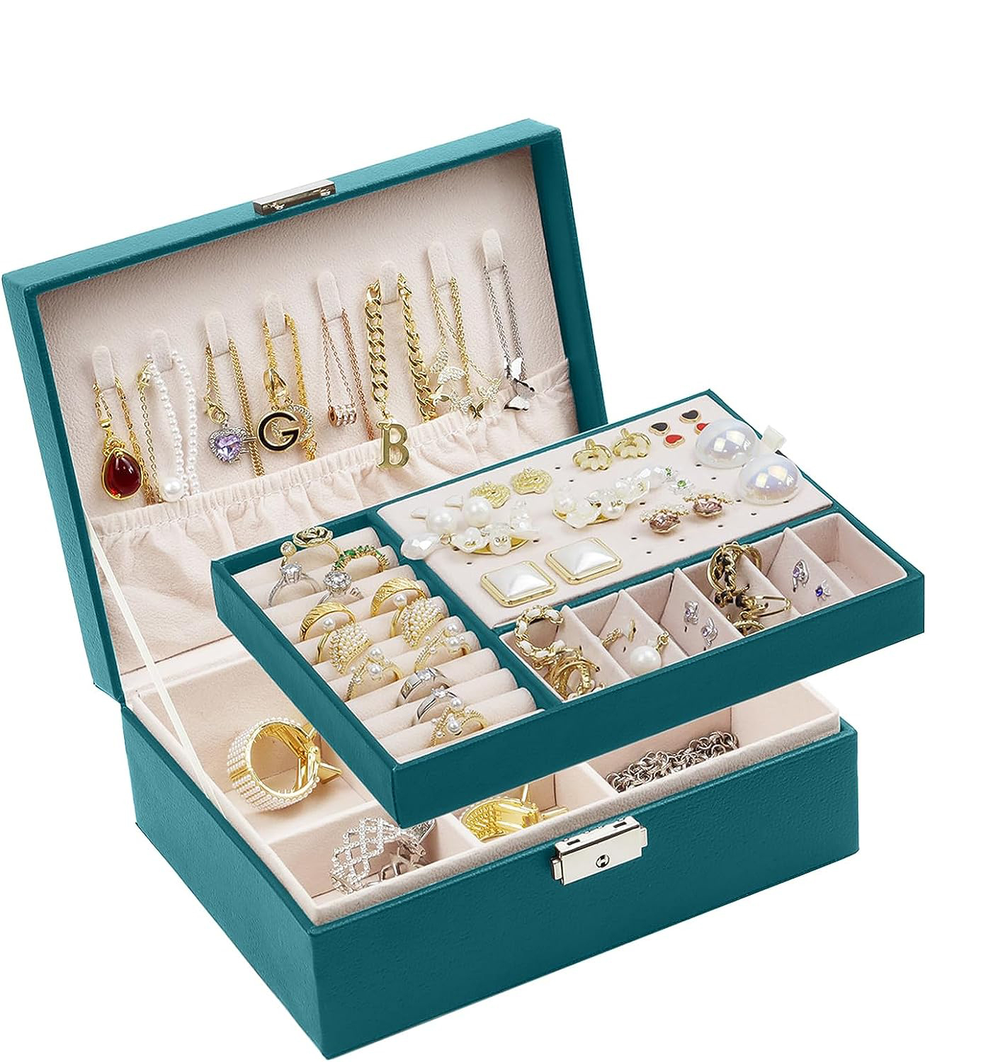 Jewelry Box for Women Jewelry Box Organizer with Leather Lockable, 2