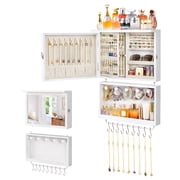 Jewelry Box for Wall Mount, Wooden Jewelry Boxes & Organizers with Mirror, Jewelry Organizer Box Display for Rings Earrings Necklaces Bracelets White