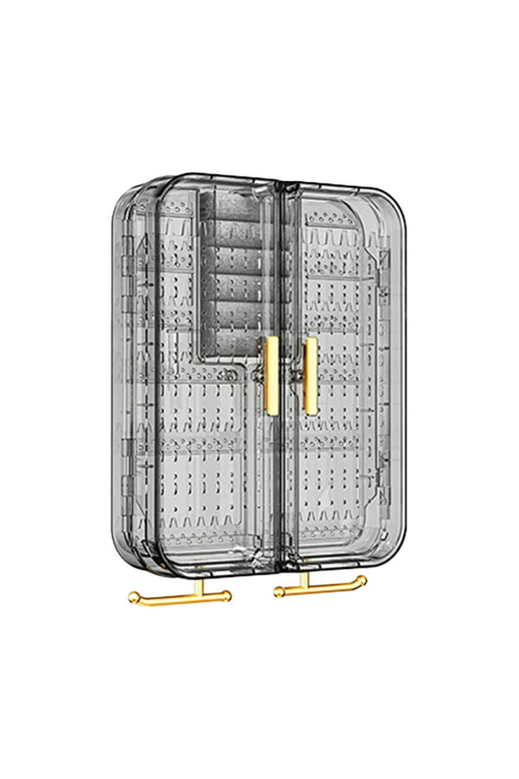 Jewelry Boxes, Wall Mounted Jewelry Organizer No Punching Transparent Necklace Storage Hanging Box Cabine Bedroom Earring Ring Decor Display Rack Teen Birthday Gifts, Room Storage