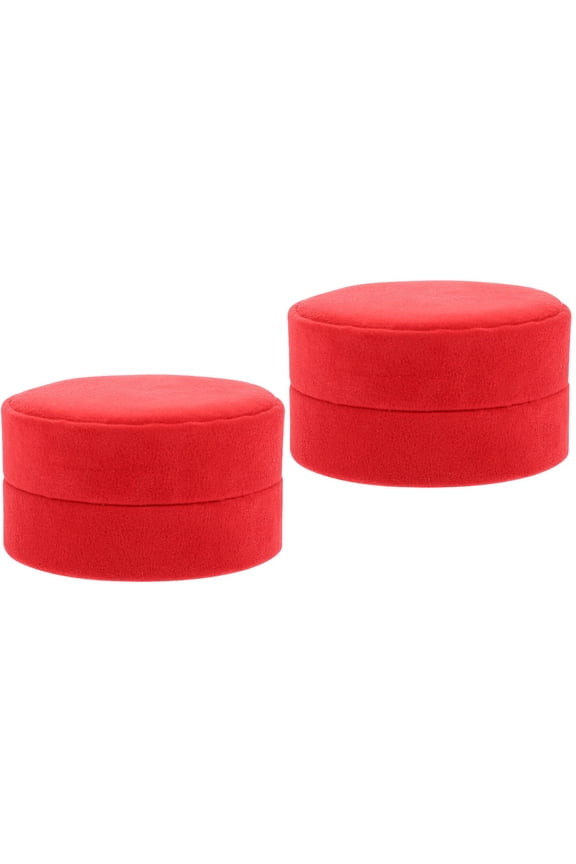 Jewelry Boxes Gift 2 Count Organizer Case Ring Round Macaron Red Flannel