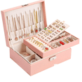 thumbnail image 1 of Jewelry Boxes for Women Girls, Jewelry Organizer Box, 2-Layer Large Velvet Jewelry Organizer for Rings Necklaces Bracelets Watch Earring（Pink）, 1 of 8