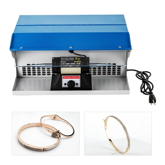 Jewelry Buffing Machine, 500W Motor, 10000rpm Speed, Infinitely Adjustable, Wear-Resistant Iron Construction, Independent Lighting and Dust Suction, Easy to Clean