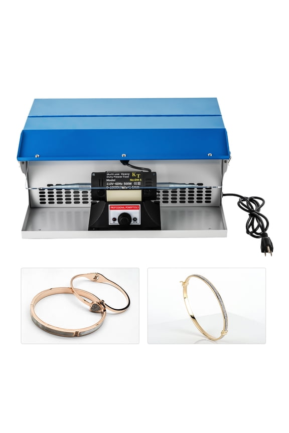 Jewelry Buffing Machine, 500W Motor, 10000rpm Speed, Infinitely Adjustable, Wear-Resistant Iron Construction, Independent Lighting and Dust Suction, Easy to Clean