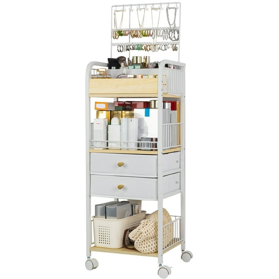 Jewelry Cabinet Armoire Box Storage, Makeup Organizer, Skincare Cosmetics Organizer with Drawers, Jewelry Organizers and Storage for Earring Necklace, Vanity Organizer for Makeup Brush Hair Tool