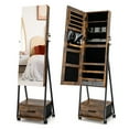 thumbnail image 1 of Jewelry Cabinet Armoire Full Length Mirror Lockable w/ Bottom Drawer & Wheels For Daily Life, 1 of 10