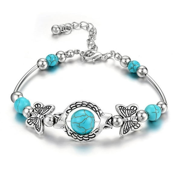 SkyAuks Jewelry Carved Women's Pendant Natural Turquoise Bracelet Bracelets