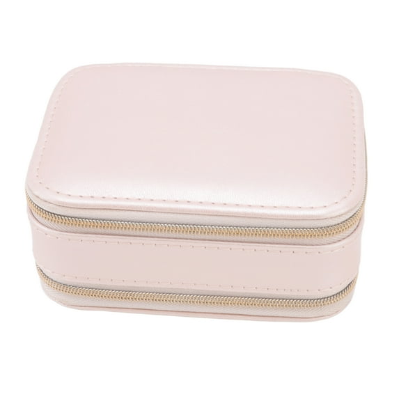 Jewelry Case Double Layer Portable Pink Necklace Hook Design Convenient Handle Travel Jewelry Box