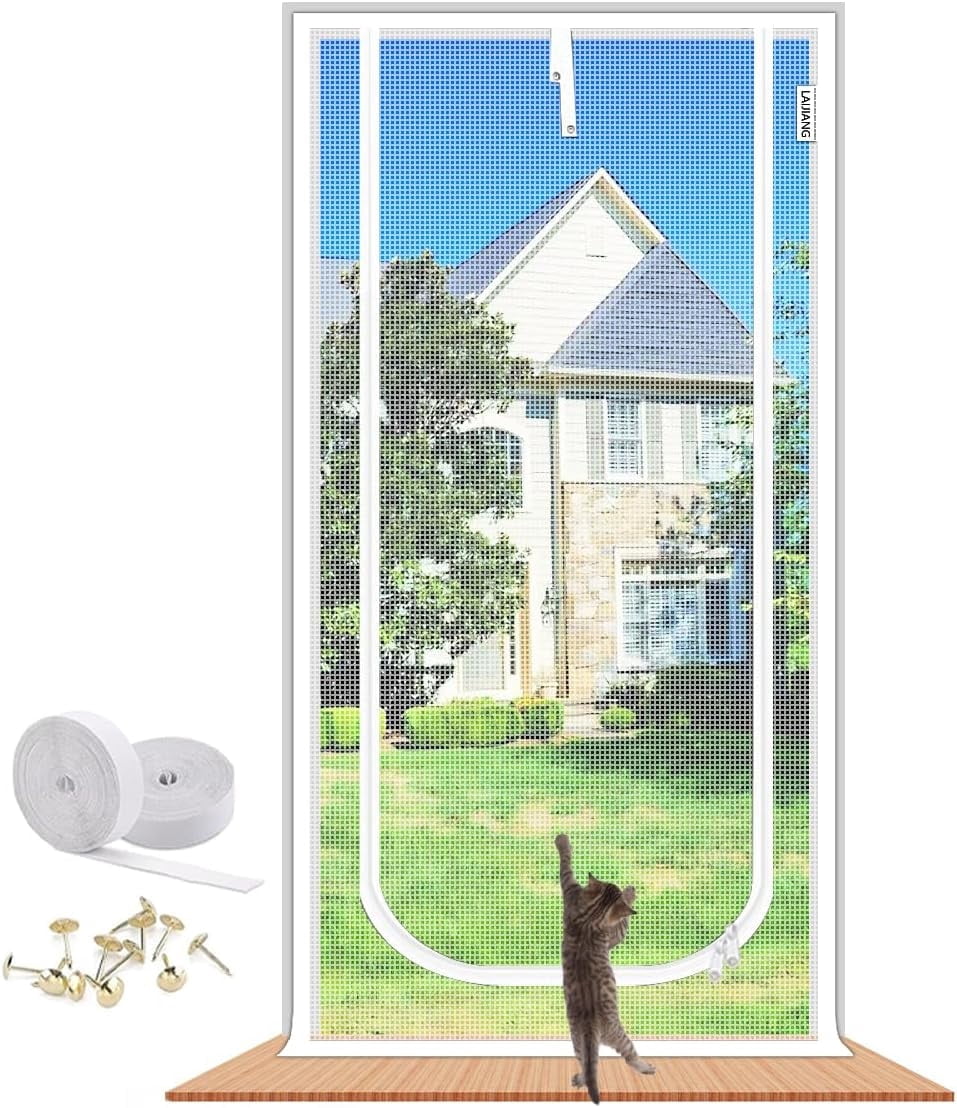 Jenmayt Reinforced Cat Screen Door, Heavy Duty Pets Proof Screen Door ...