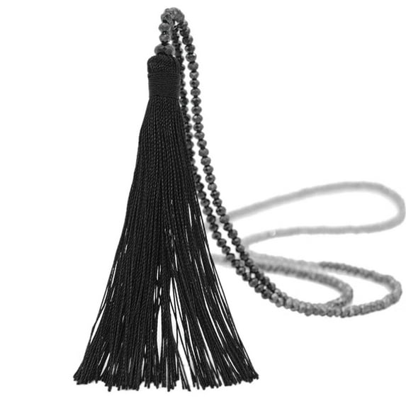 Jewelry Chain Sweater Boho Vintage Women Bead Long Gl Drop Necklace Tassel Necklaces Pendants Necklaces for Women Cotton Black