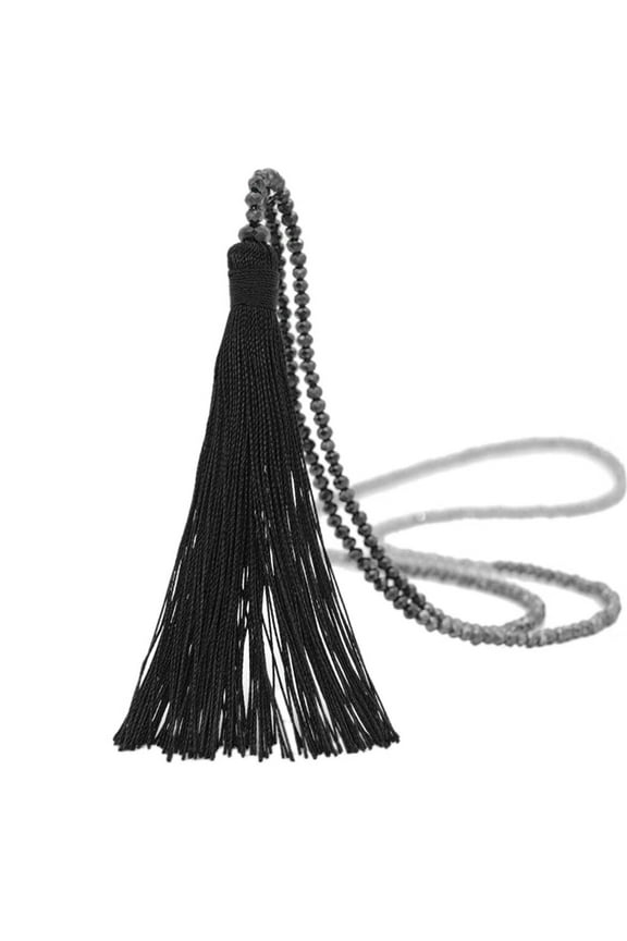 Jewelry Chain Sweater Boho Vintage Women Bead Long Gl Drop Necklace Tassel Necklaces Pendants Necklaces for Women Cotton Black