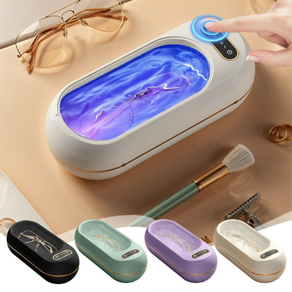 Jewelry Cleaner Machine | Portable Ultrasonic Cleaning Device - 3/5/10 Min Timer | 3 Vibration Modes | USB Rechargeable | For Rings, Eyeglasses, Watches, Dentures | 24x10x7cm | 1 Piece