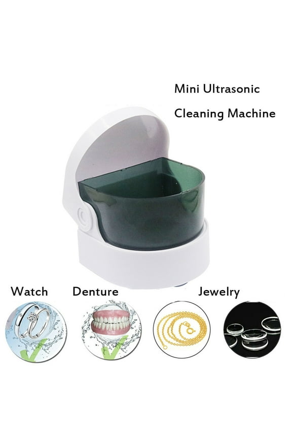 Cleaner Mini Ultrasonic Cleaning Machine | Portable Powerful System for Rings Necklaces Watches Eyeglasses Dentures Retainers Ornaments | ABS | Suction Cup Base | Battery Operated