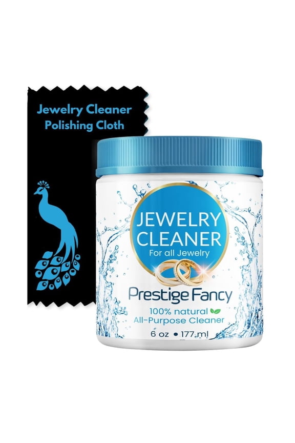 Jewelry Cleaning Kit, Includes Jewelry Cleaner Solution Certified Liquid, with Dipping Basket, Brush, Tweezer and Polishing Cloth, Restore Brilliance to All Jewelry, Metal, Stones, 6 Oz,