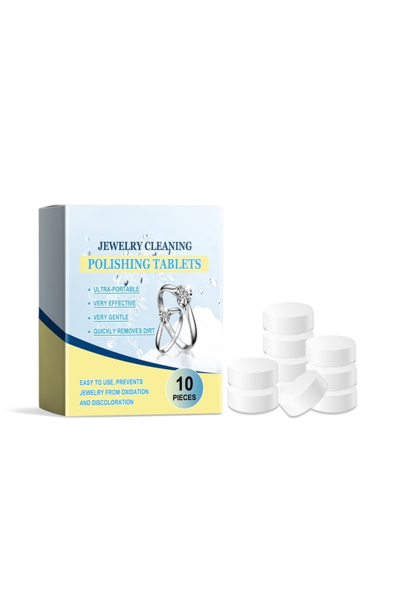 Jewelry Cleaning Tablets, Effervescent Jewelry Cleaner Solution for Rings, Necklaces, Earrings, Safe for Gold Silver and Gemstones, At-Home Cleaning Kit