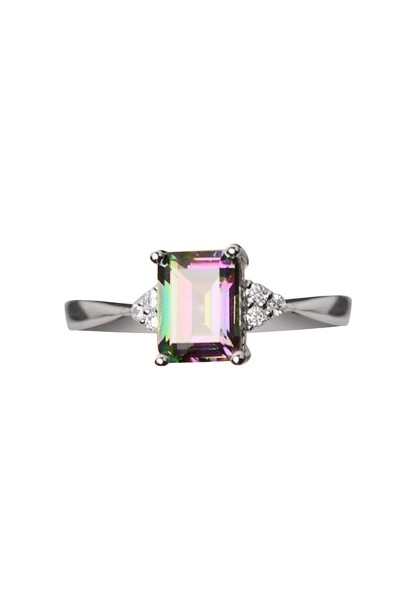 Jewelry RingWomen Ring 925 Sterling Silver Rainbow Engagement Wedding Band Rings 3 Colors Ageoie | Back to School Season | Long-Lasting Color with Long-Term Use Silver Alloy Rings
