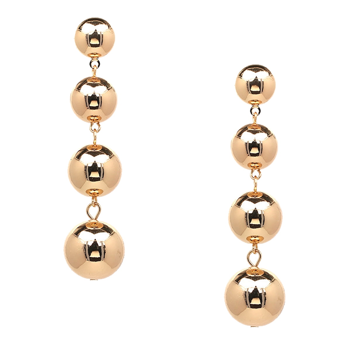 【Monday Edition】SHINY BALL DROP EARRINGS Jewelry Collection Zeno Sphere 4 Ball Drop Earrings, Gold